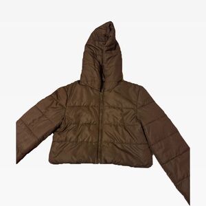 Brown Puffer Jacket with Hood